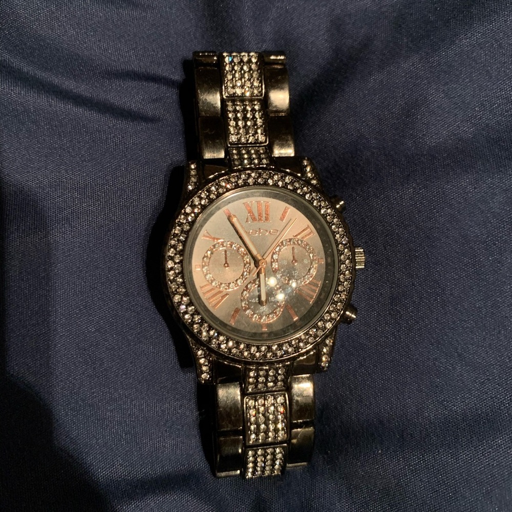 Bebe bedazzled watch with three dials